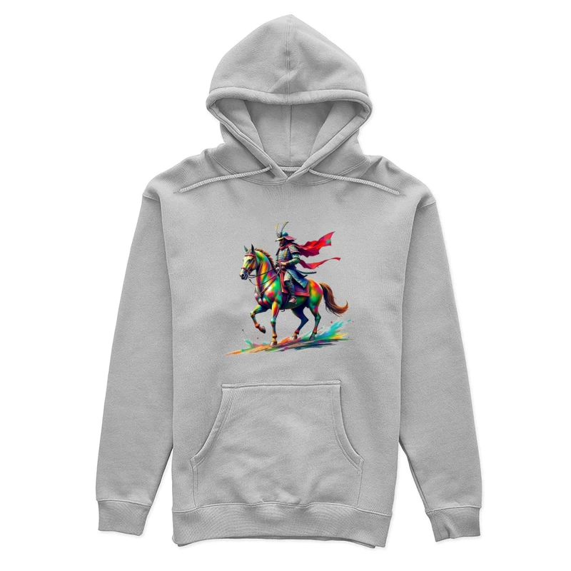 Colorful Samurai Warrior on Horse Female Pullover Hoodie
