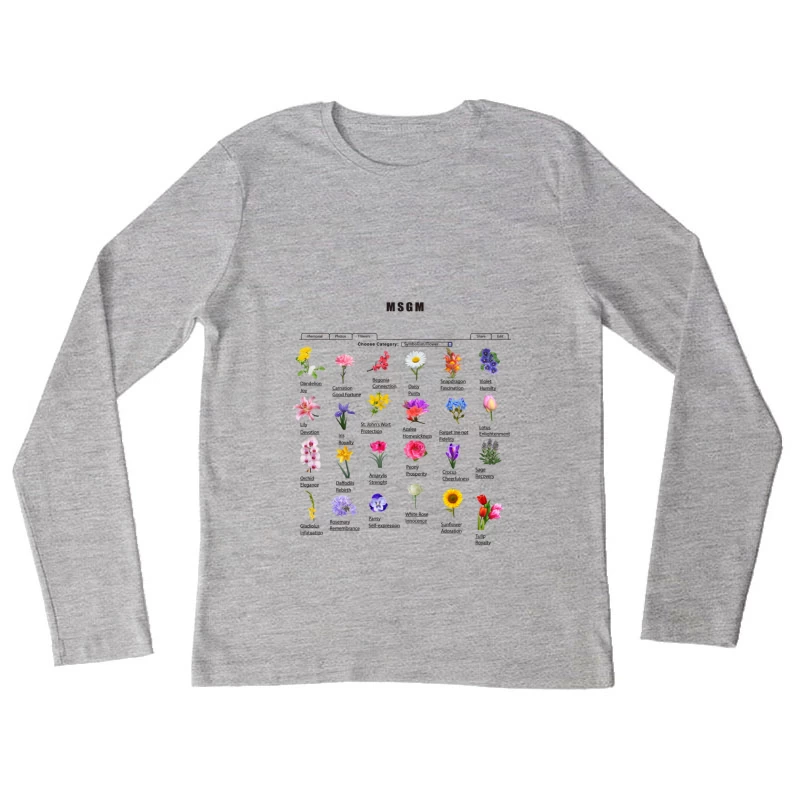Blumenübersicht Damen Langarm T-Shirt