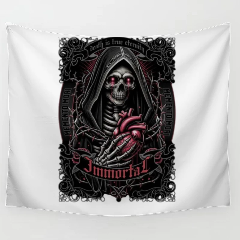 Gothic Immortal Reaper with Anatomical Heart Tapestry