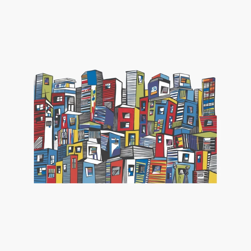 Abstract Colorful Urban Cityscape with Geometric Buildings Cotton Tote Bag