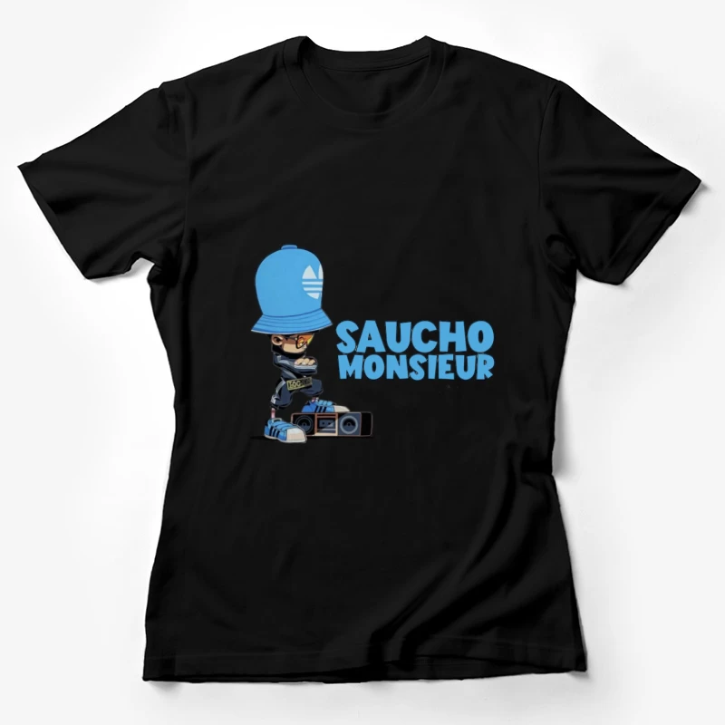 Cooler Cartoon-Junge mit großem Hut Damen T-Shirt