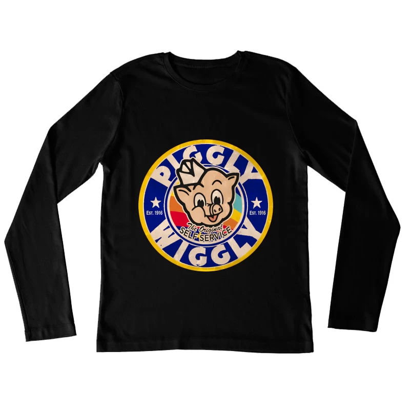 Vintage Piggly Wiggly Supermarket Logo - The Original Self Service Store Since 1916 Female Long Sleeve T-Shirt