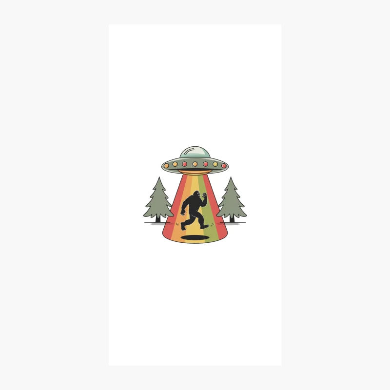 Cartoon Bigfoot Abduction by UFO in Forest iPhone Case