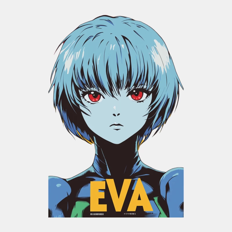 Futuristic Anime Character with Blue Hair and Red Eyes Male Tank Top