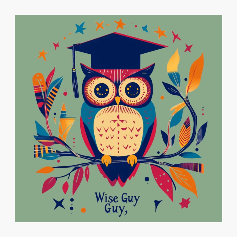 Wise Owl Graduate: Colorful Education Illustration Pin