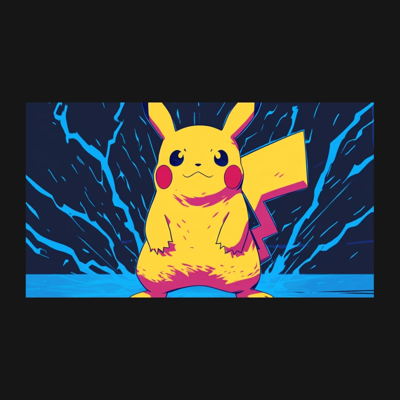 Electrifying Pikachu: Iconic Pokemon Surrounded by Lightning Desk Mat