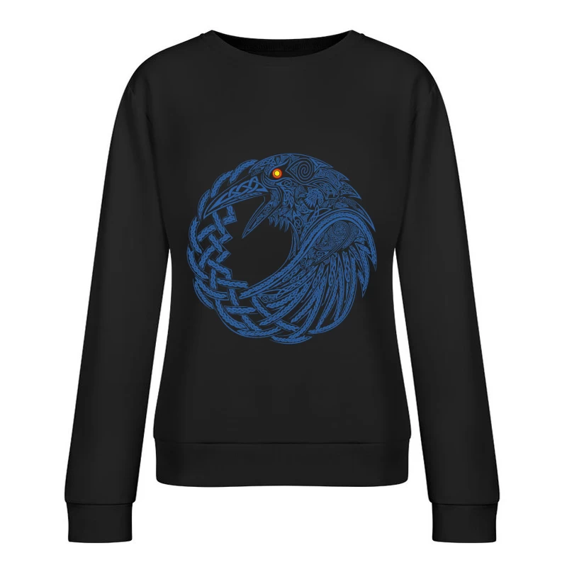 Intricate Celtic Knotwork Raven Illustration Female Pullover Sweatshirt