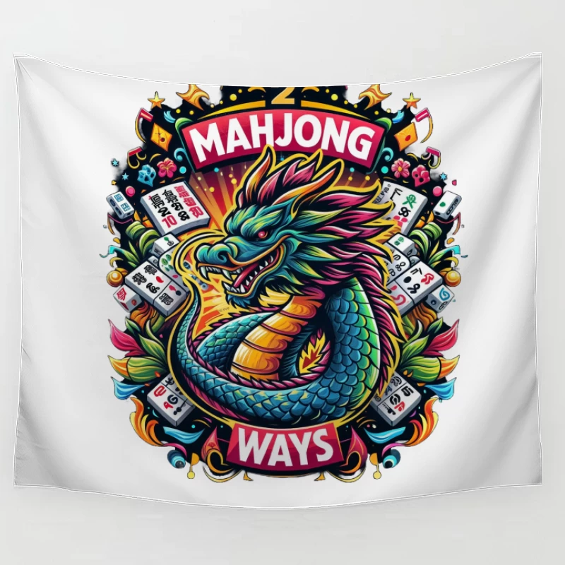 Majestic Dragon with Mahjong Tiles Tapestry