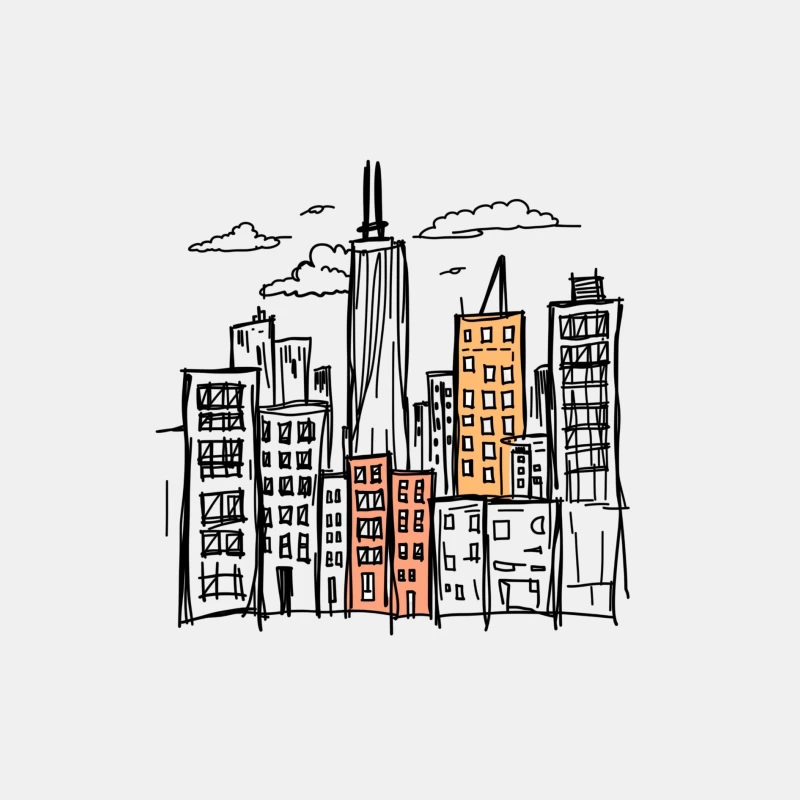 City skyline illustration Male Tank Top