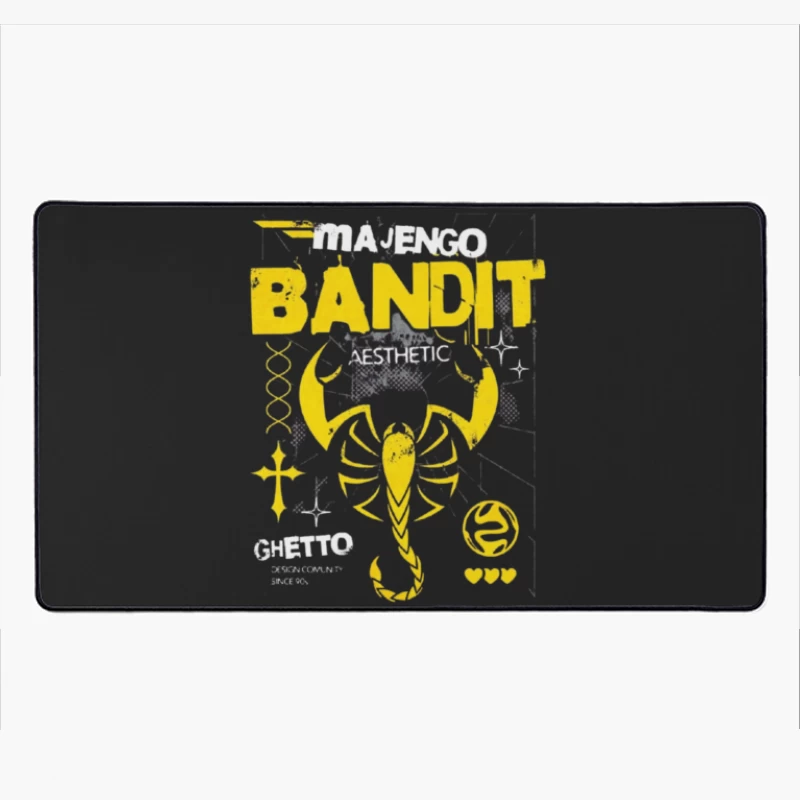 Yellow Bandit Scorpion Grunge Logo Design Desk Mat