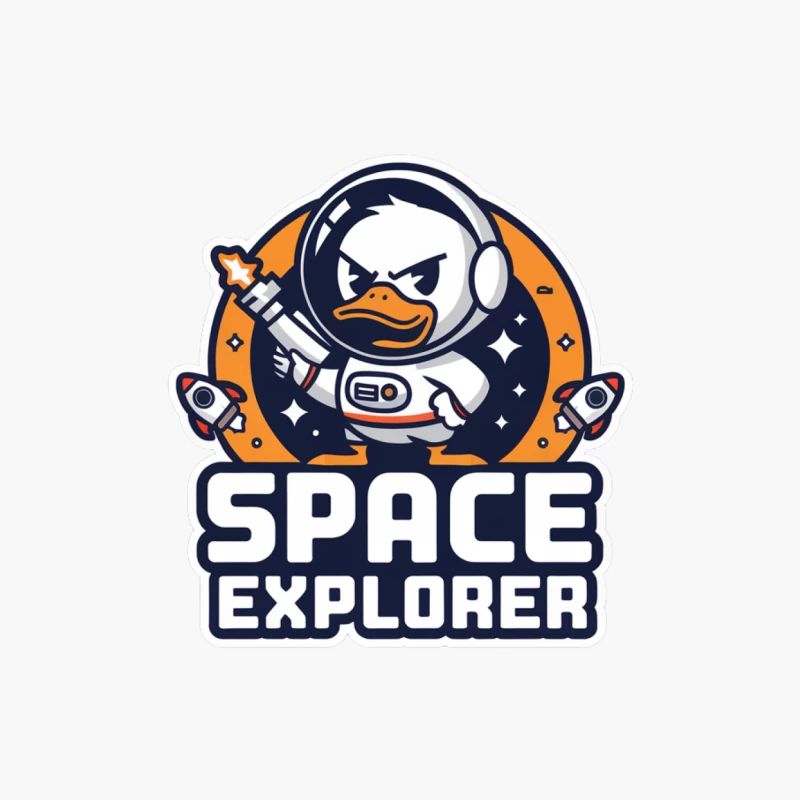 Cute Duck Astronaut Space Explorer Logo Cotton Tote Bag