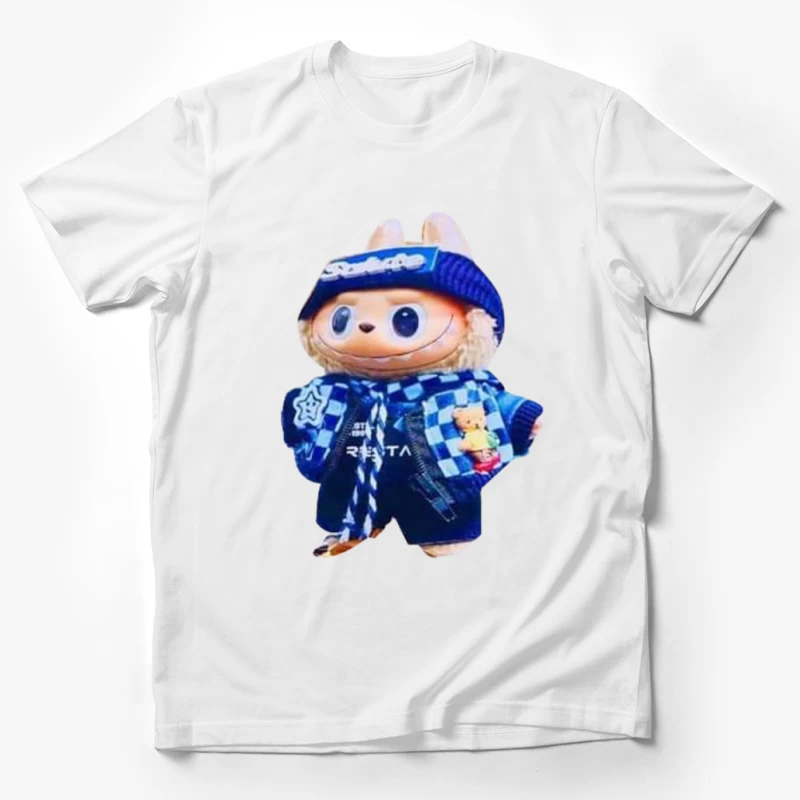 Bunter Stofftier mit blauem Outfit Herren T-Shirt