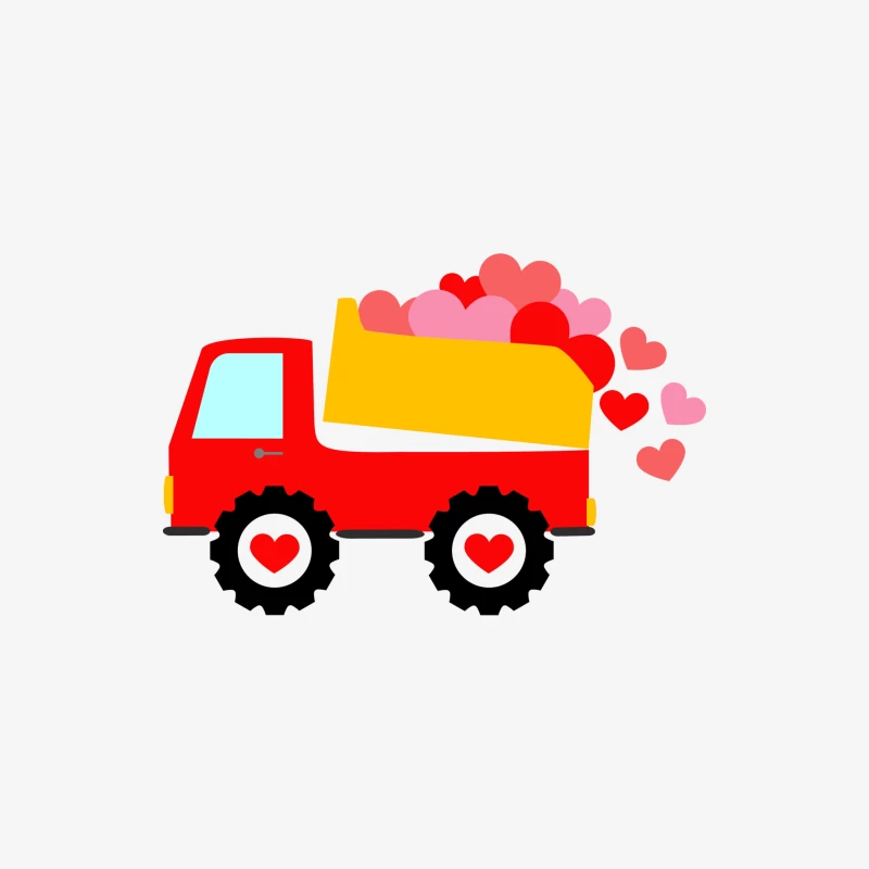 Camion déchargeant des cœurs colorés Femme Manches Longues T-Shirt