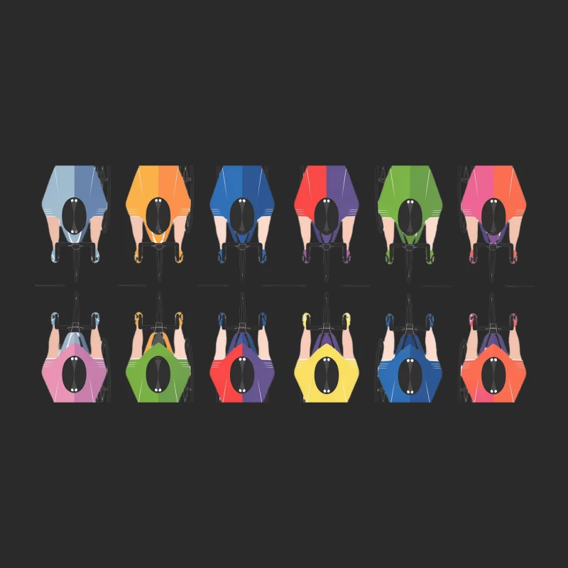 Colorful Geometric Pattern of Bicycles from Above Baseball Cap