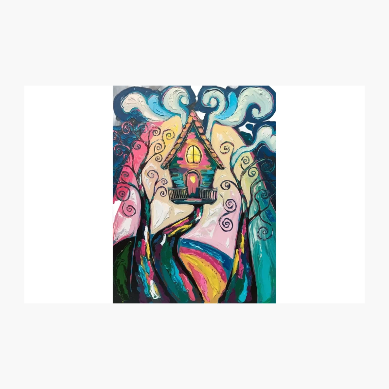 Whimsical Fairy Tale House in a Vibrant Swirling Landscape Travel Mug