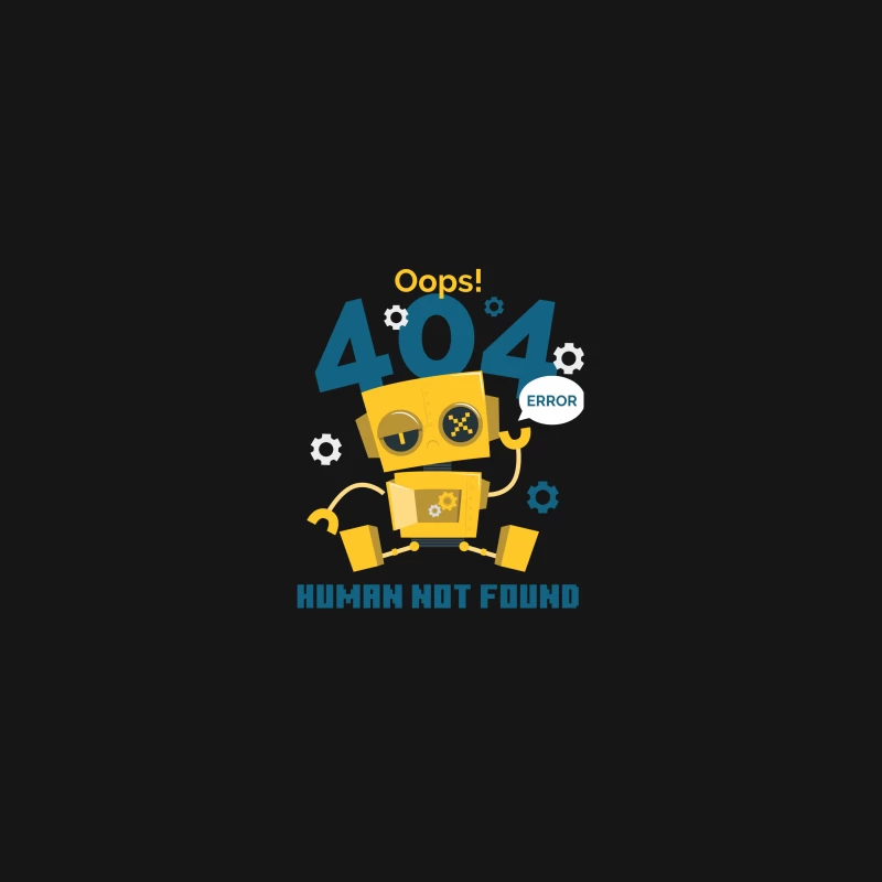 Cute 404 Error Robot: "Human Not Found" Tech Humor Illustration Desk Mat