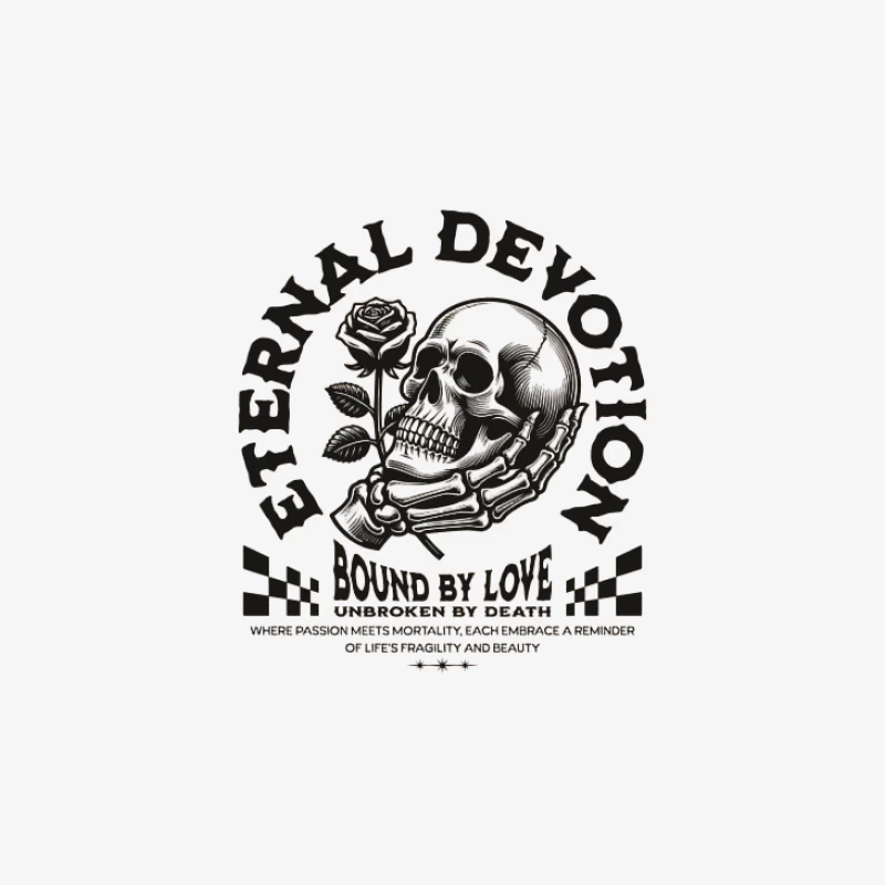 Dévotion Éternelle: Crâne et Rose Homme Manches Longues T-Shirt