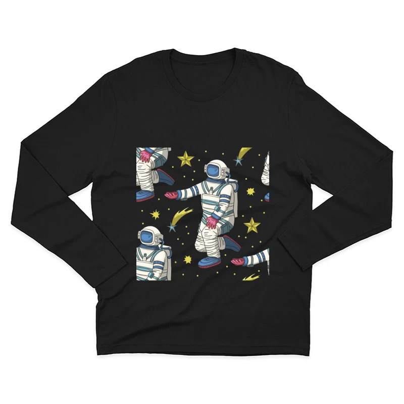 Weltraum Astronauten Muster Herren Langarm T-Shirt