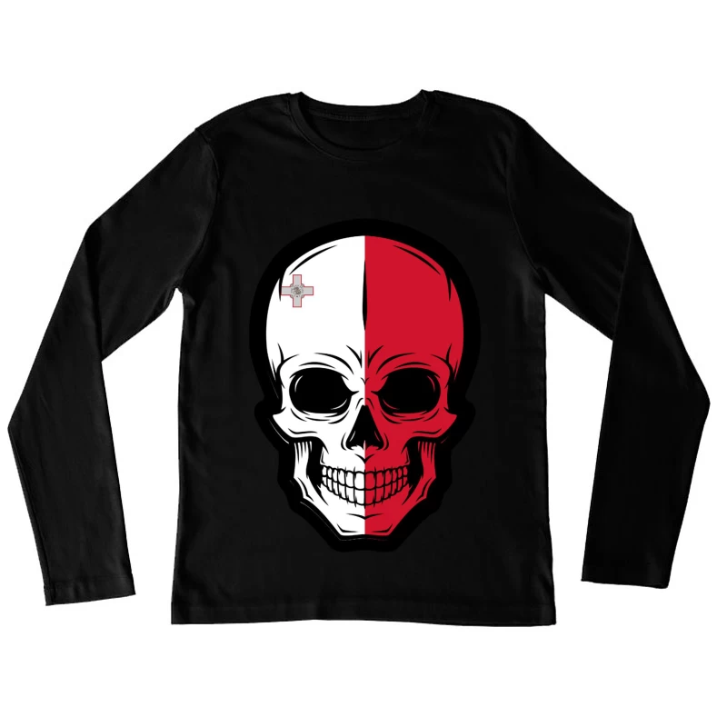 Maltesische Totenkopf-Kunst Damen Langarm T-Shirt
