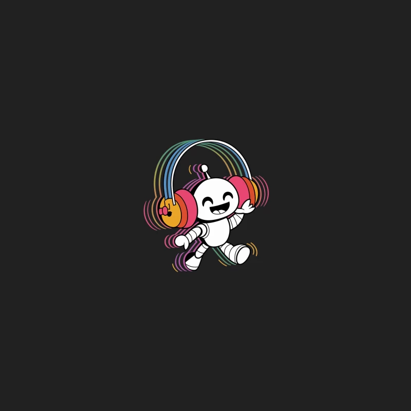 Cute Dancing Robot Mascot with Headphones Bucket Hat