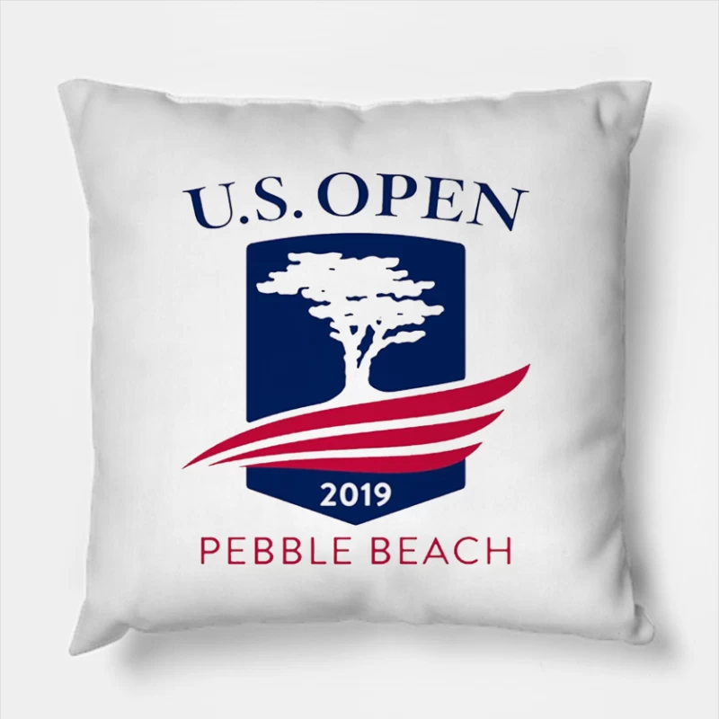 2019 US Open Golf Championship at Pebble Beach Logo Throw Pillow