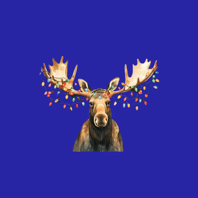 Festive Moose with Christmas Lights on Antlers Male Tank Top