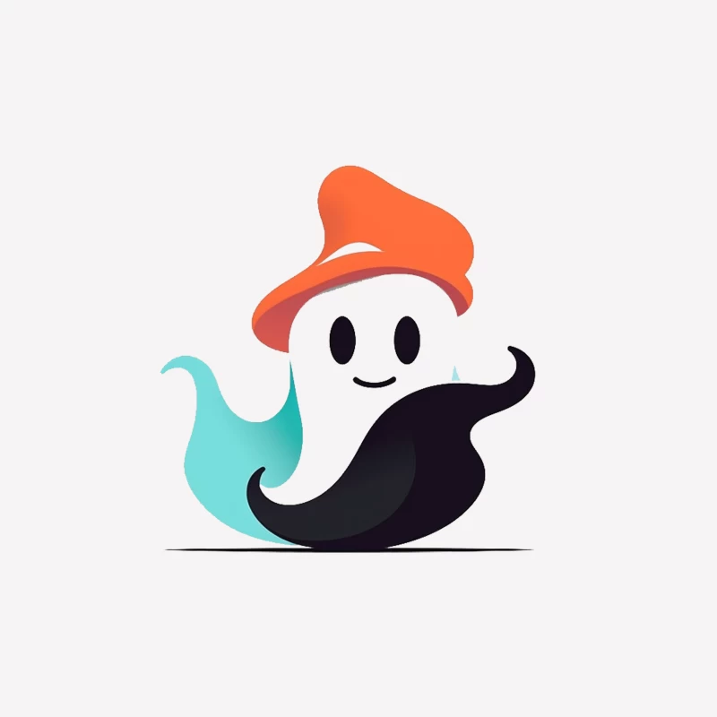 Cute Ghost Mascot with Orange Hat Female T-Shirt