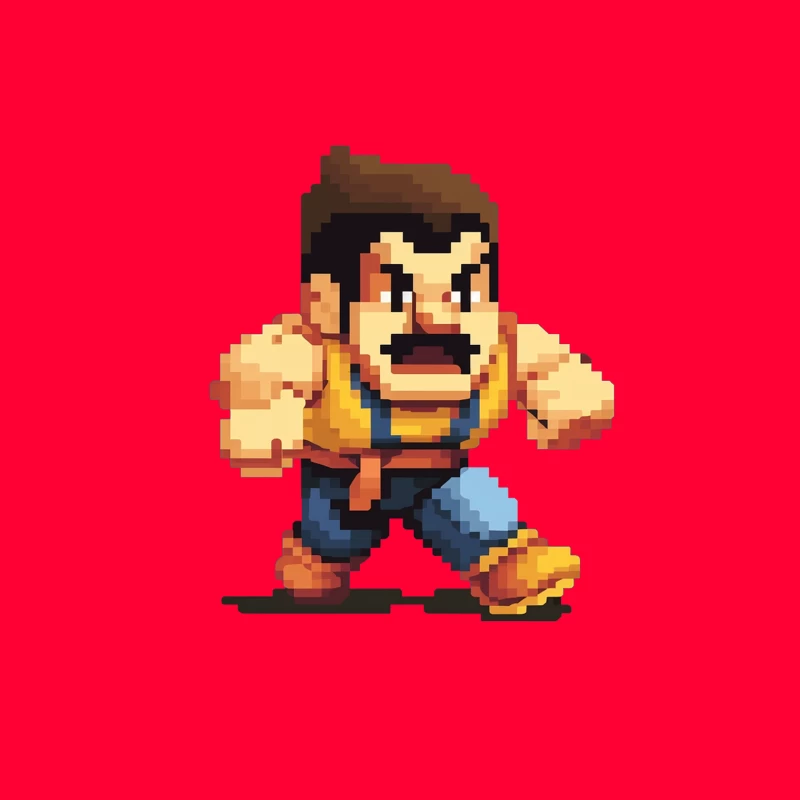 Retro Fighting Game Character in Pixel Art Style Throw Pillow