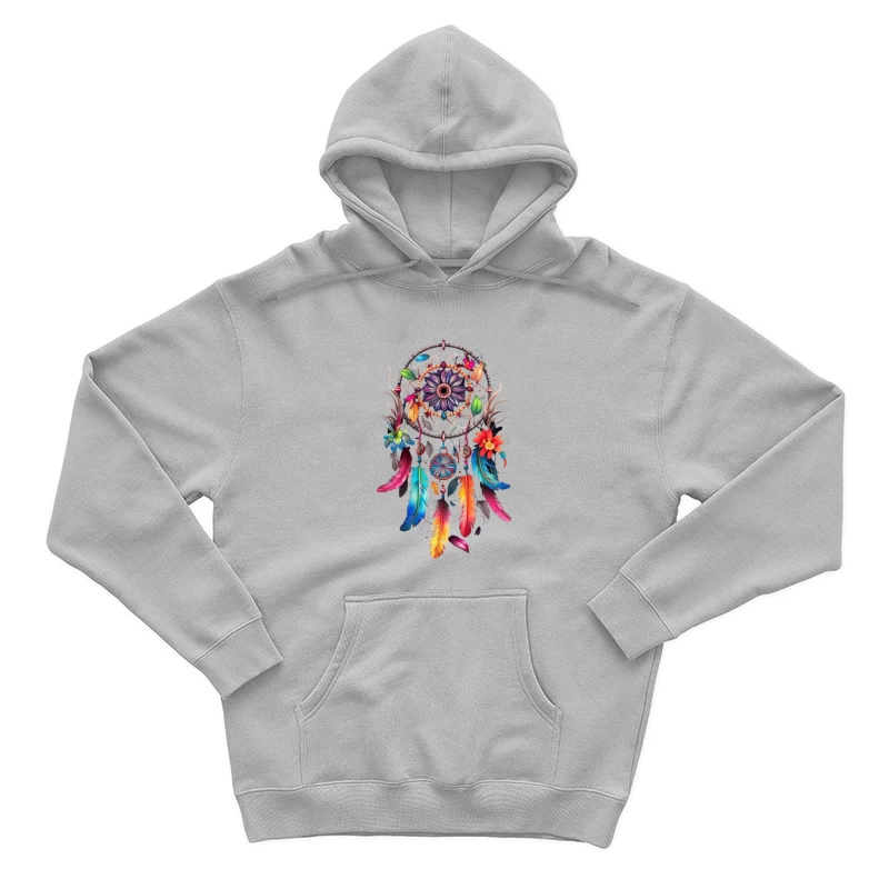 Colorful Dreamcatcher with Feathers and Flowers Male Pullover Hoodie