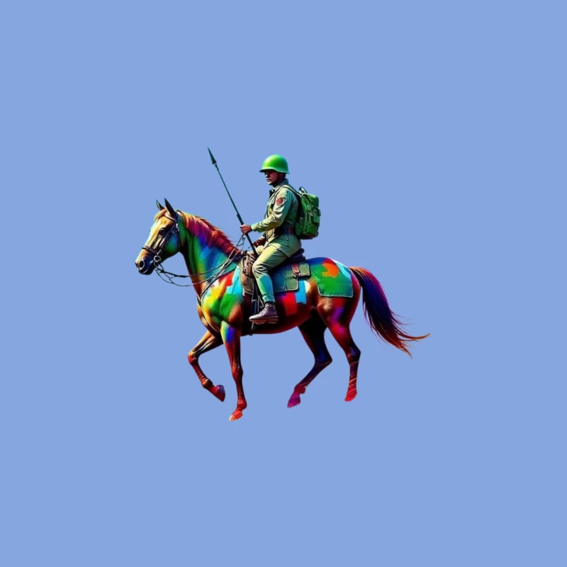 Colorful Military Cavalry Soldier on Horseback Travel Mug