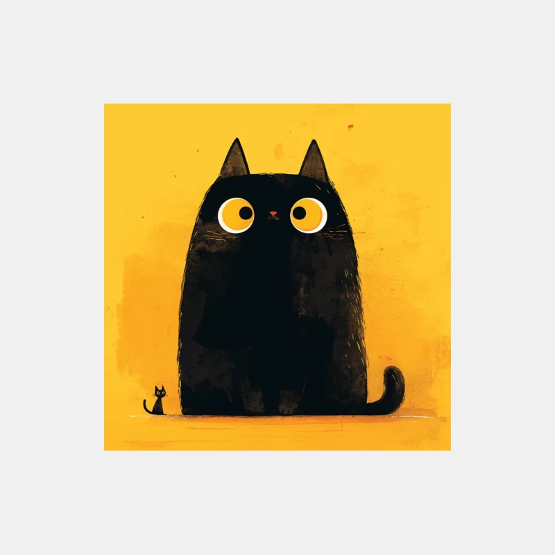 Adorable Black Cat with Big Yellow Eyes - Minimalist Illustration Male Tank Top