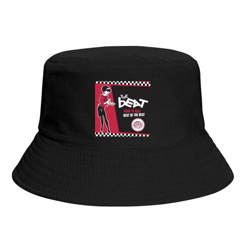 "Hard to Beat: Best of The Beat" Ska Music Album Cover with Red and Black Design Bucket Hat