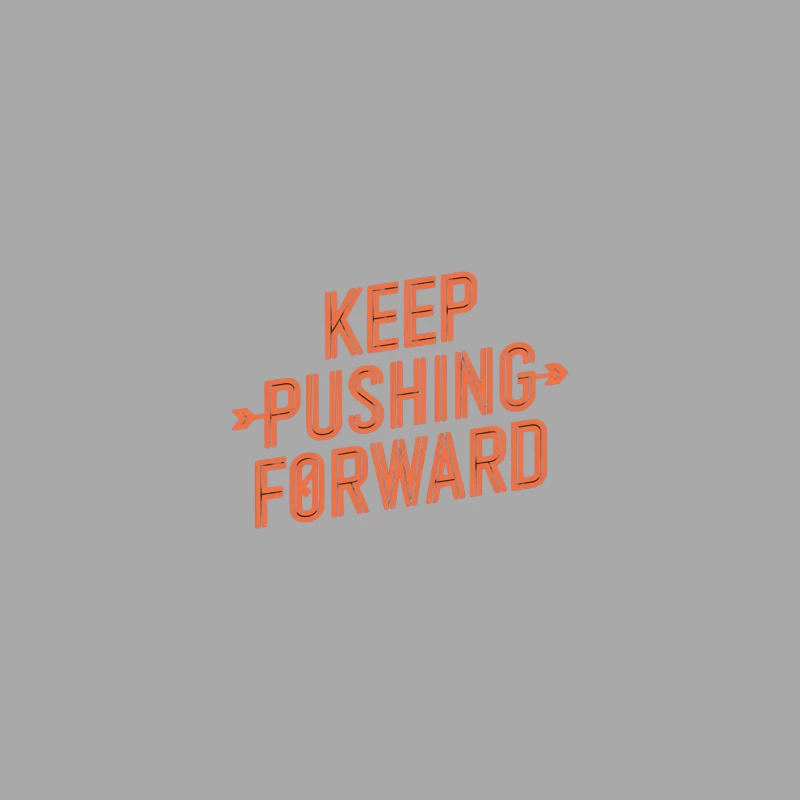 Motivational Orange Typography: Keep Pushing Forward Female Pullover Hoodie