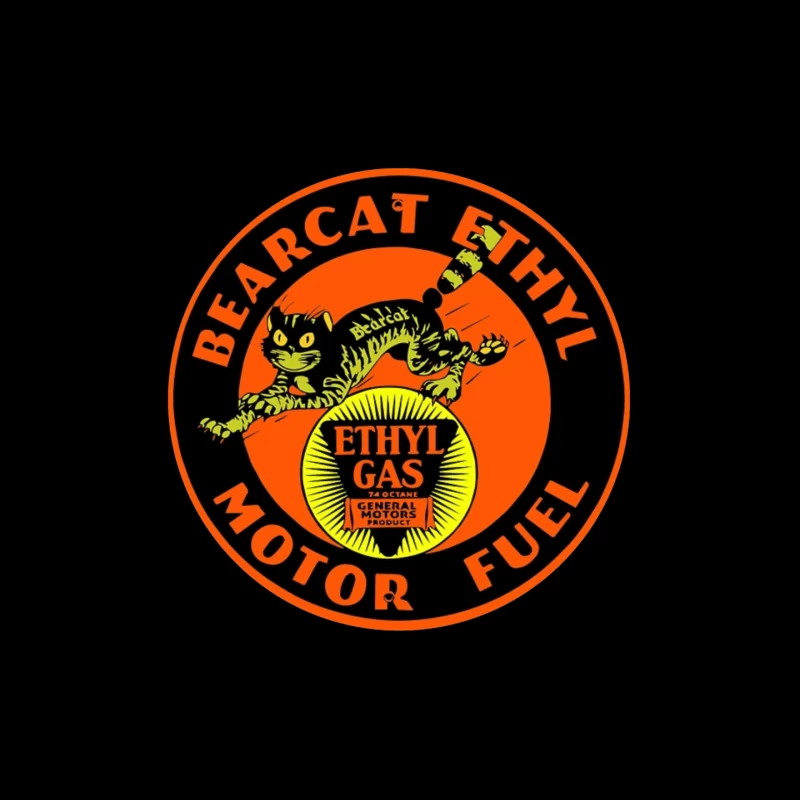 Vintage Bearcat Ethyl Motor Fuel Advertisement with Black Cat Mascot Mouse Pad