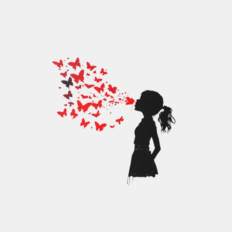 Silhouette's Butterfly Freedom: Artistic Expression in Red and Black Male Tank Top