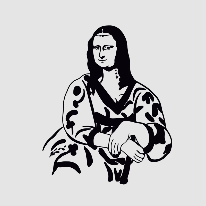 Mona Lisa Silhouette auf weißem Hintergrund Herren Pullover Hoodie