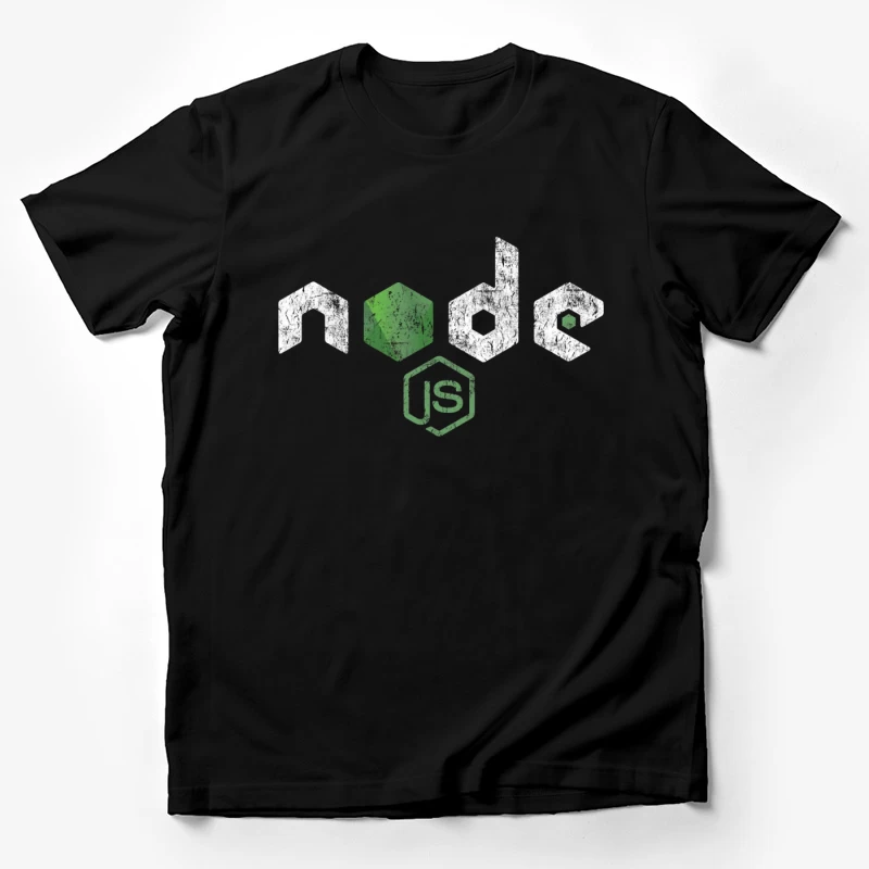 Node.js Programming Technology Logo with Distressed Effect Male T-Shirt