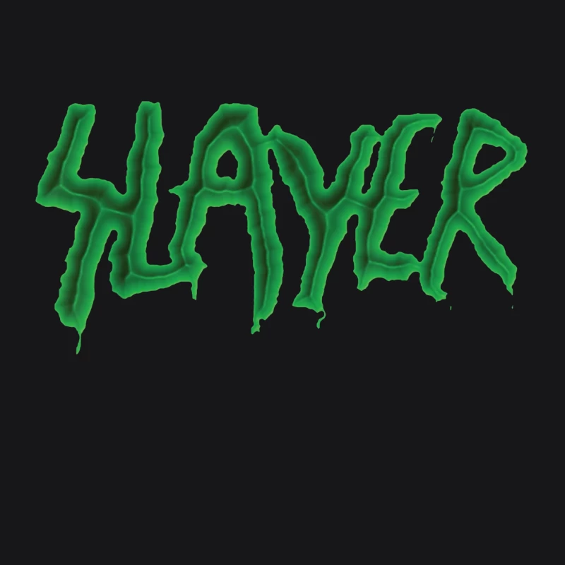 Green Horror-Style Dripping Text "SLAYER" Male Pullover Hoodie