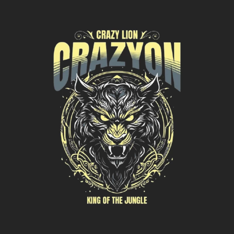 Fierce Tiger Tribal Art with "Crazyon" Typography Design Male Pullover Sweatshirt