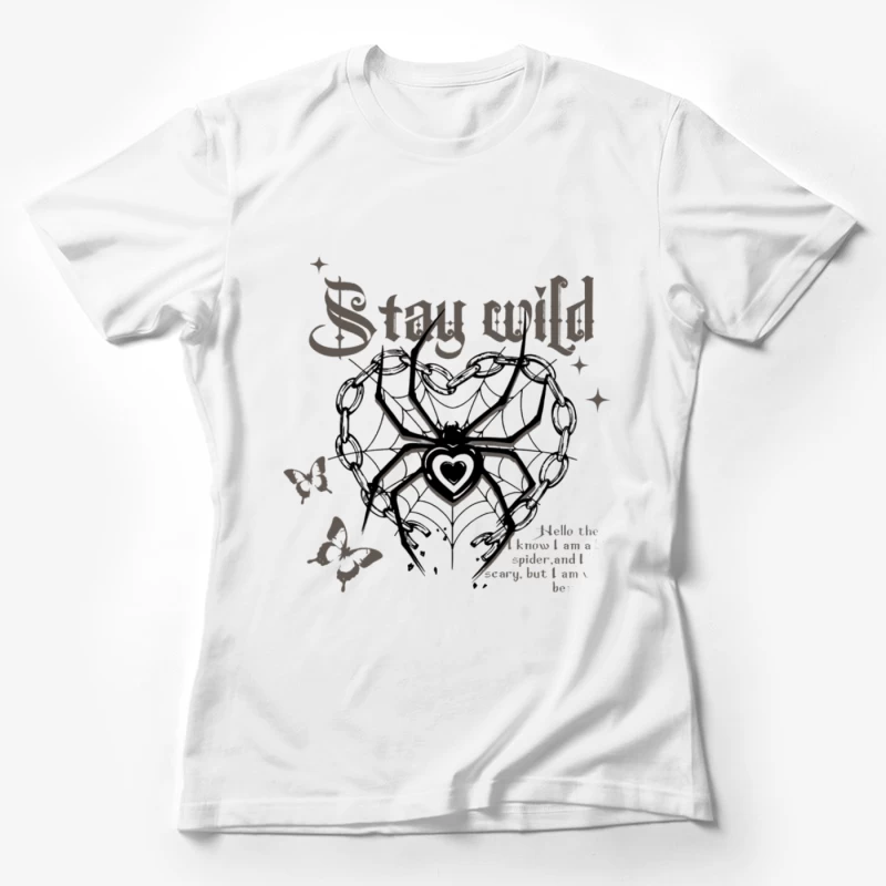 Bleib wild mit Spinne und Herzen Damen T-Shirt