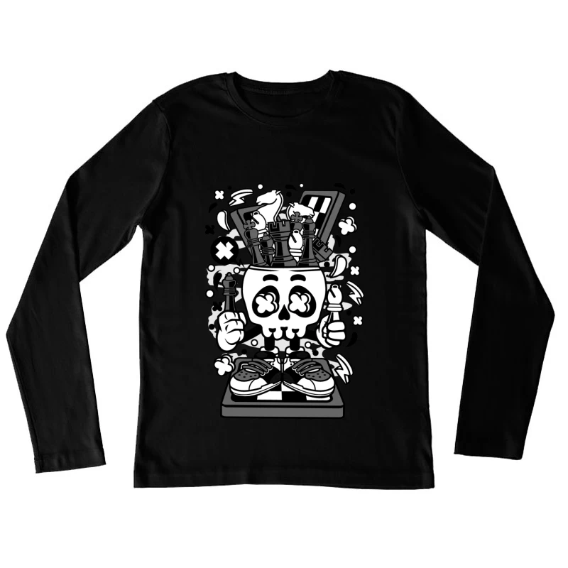 Crâne de jeu d'échecs créatif Femme Manches Longues T-Shirt