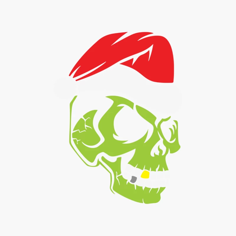 Gold Tooth Green Skull Santa Hat Christmas Cotton Tote Bag
