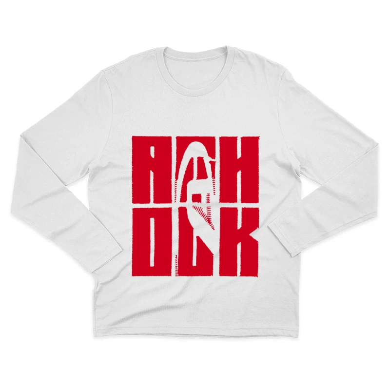 Rot-Schwarz-Design mit Silhouette Herren Langarm T-Shirt