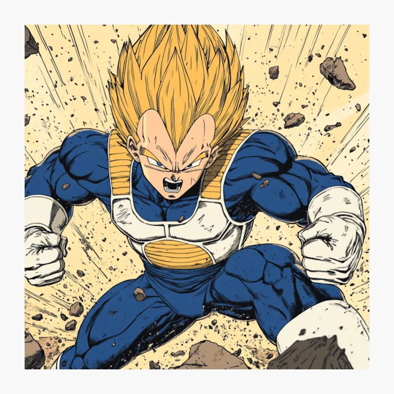 Explosive Power: Saiyan Warrior's Intense Energy Burst in Dragon Ball Pin