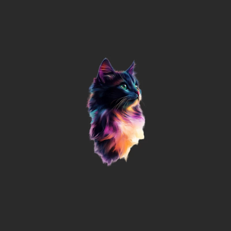 Colorful Cat Profile in Vibrant Digital Art Baseball Cap