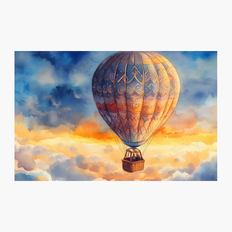 Dreamy Hot Air Balloon Soaring Through Colorful Sunset Clouds Travel Mug