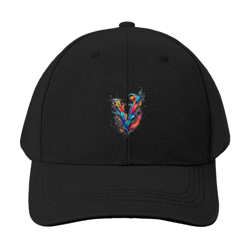 Vibrant Abstract Watercolor Letter V Design Baseball Cap