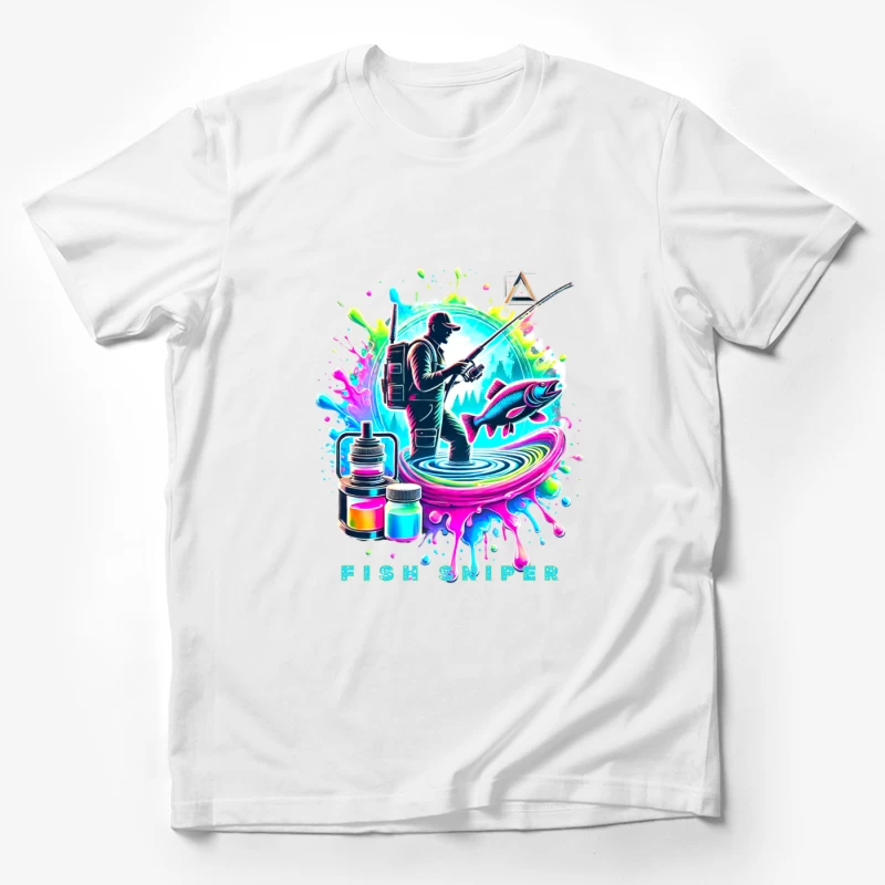 Colorful Fish Sniper: Vaping and Fishing Art Male T-Shirt