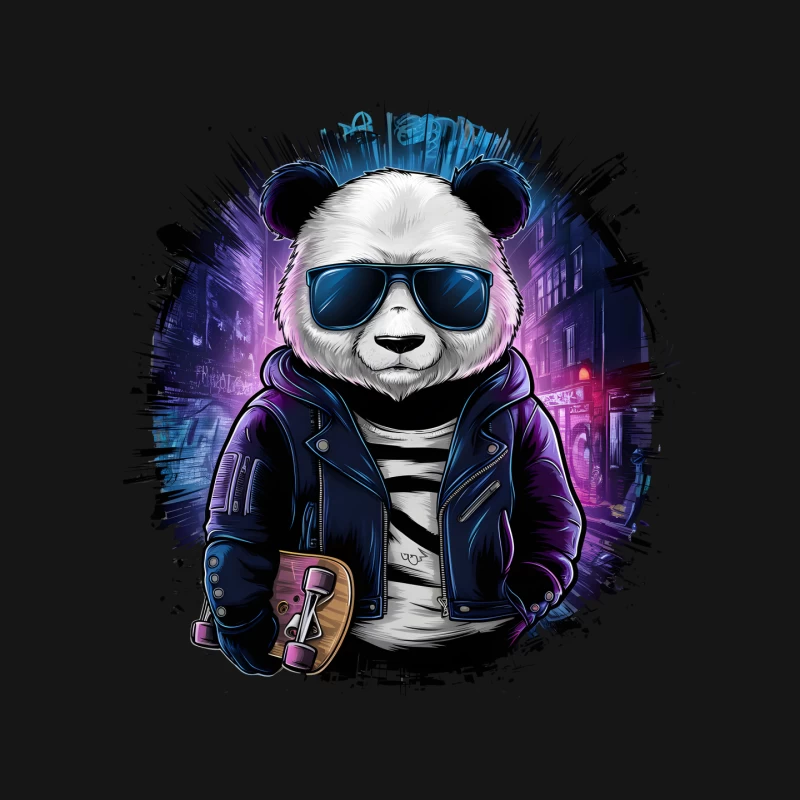 Cool Urban Panda with Sunglasses and Skateboard Mouse Pad