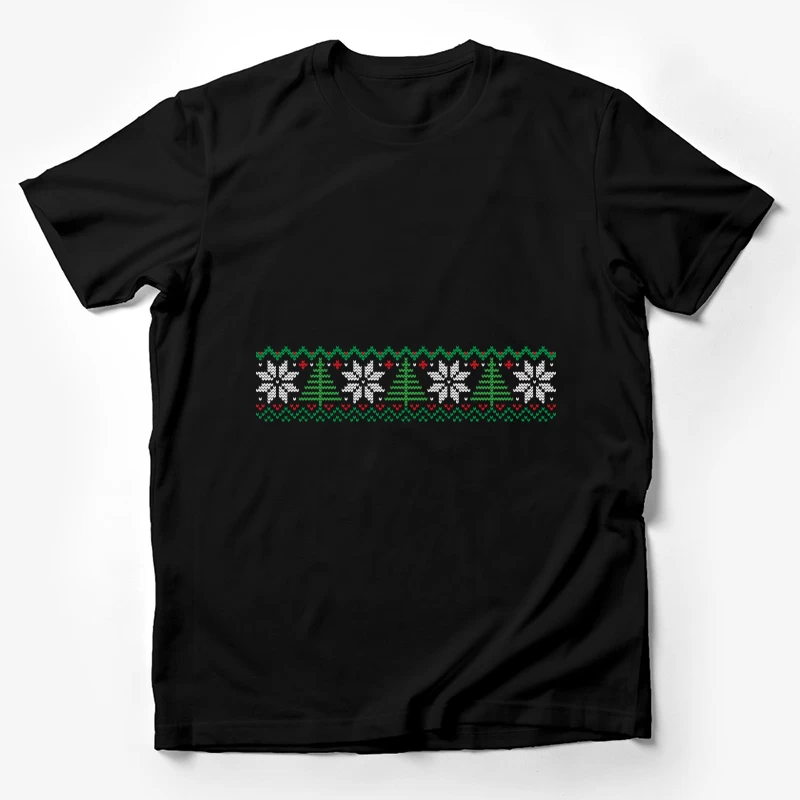 Motif de Noël traditionnel avec sapins et flocons Homme T-Shirt